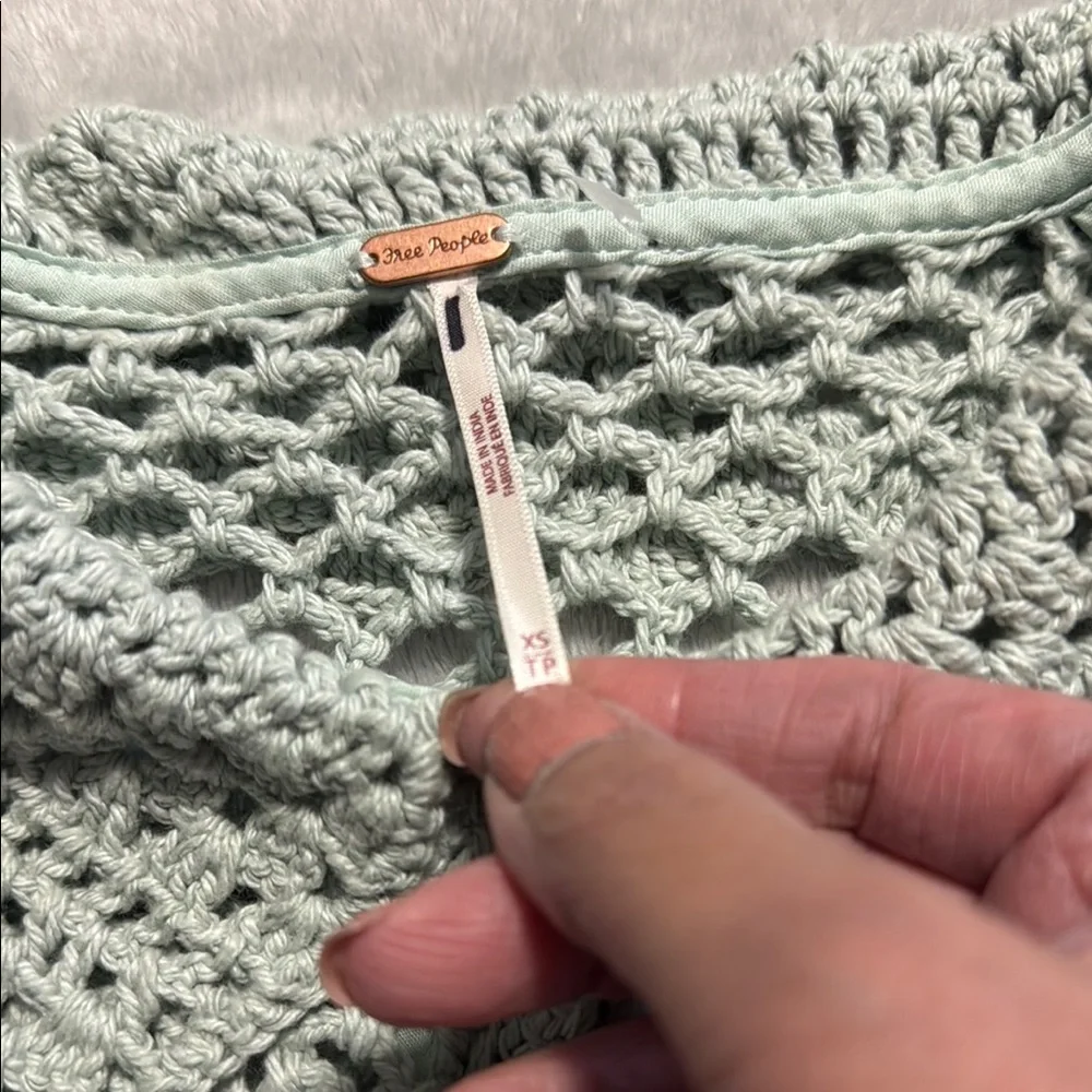 New Free People Lily Crochet Top in Green